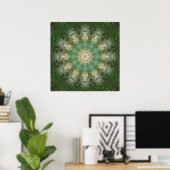 Poster Médaillon de fleurs vertes Kaleidoscope (Bureau à domicile)
