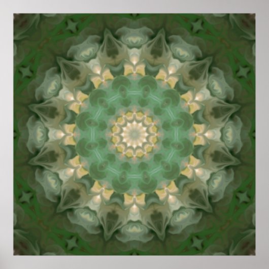 Poster Médaillon de fleurs vertes Kaleidoscope (Devant)