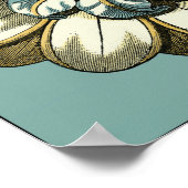 Poster Médaillon floral orné sur Arrière - plan bleu clai (Coin)