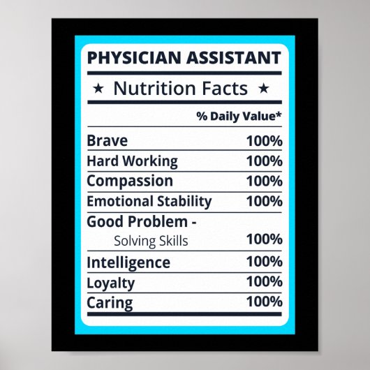 Poster Médecin Assistant Nutrition Facts (Devant)