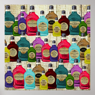 Poster Médecine Homme Potion magique Apothécaire Bouteill