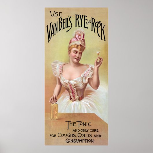 Poster MÉDECINE TONIQUE DES BREVETS ROCK et RYE 1888 (Devant)