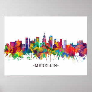 Poster Medellin Colombia Skyline