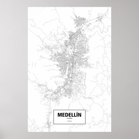 Poster Medellín, Colombie (noir sur blanc) (Devant)