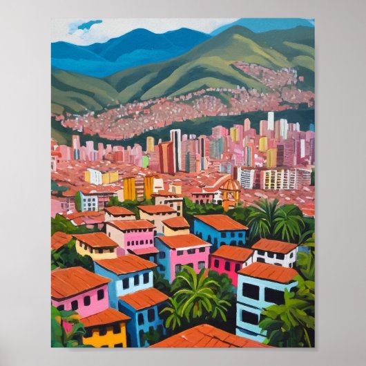 Poster Medellin Colombie Peinture à l'huile (Devant)