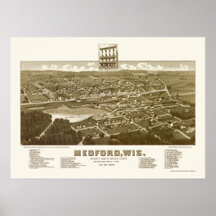 Poster Medford, WI Carte panoramique - 1885