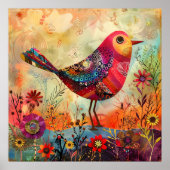 POSTER MÉDIA OISEAU COLORÉ (Devant)