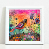 POSTER MÉDIA OISEAU COLORÉ