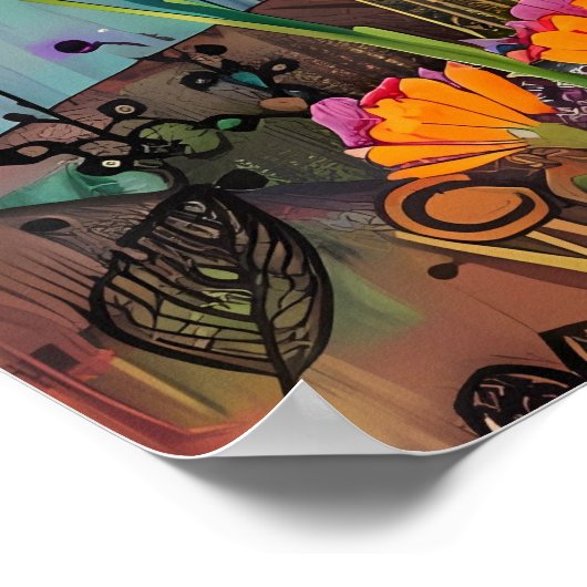 POSTER MÉDIA OISEAU COLORÉ (Coin)