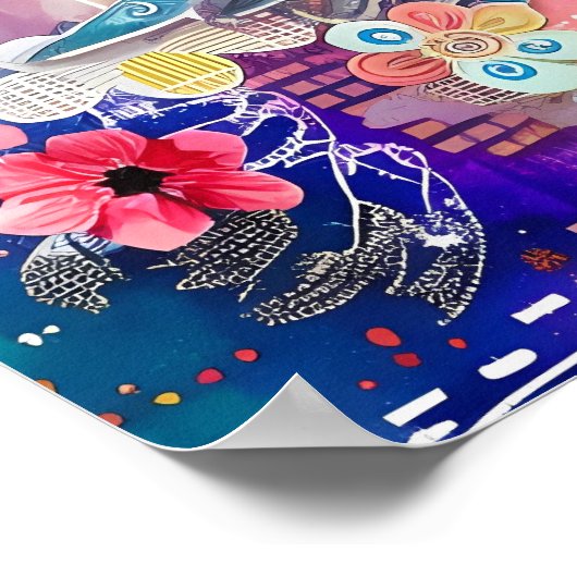 POSTER MÉDIA OISEAU COLORÉ (Coin)