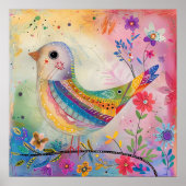 POSTER MÉDIA OISEAU COLORÉ (Devant)