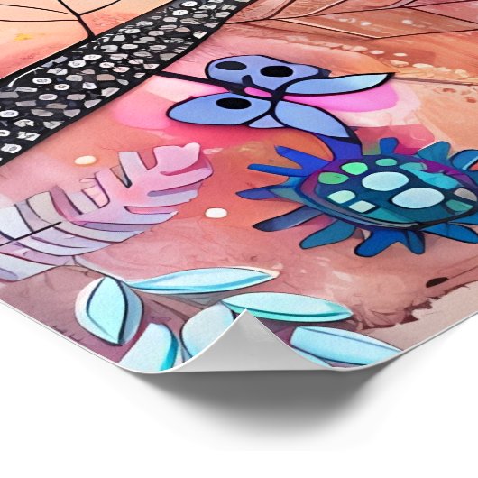 POSTER MÉDIA OISEAU COLORÉ (Coin)