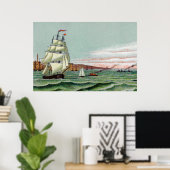 Poster médian de Block Island (Bureau à domicile)