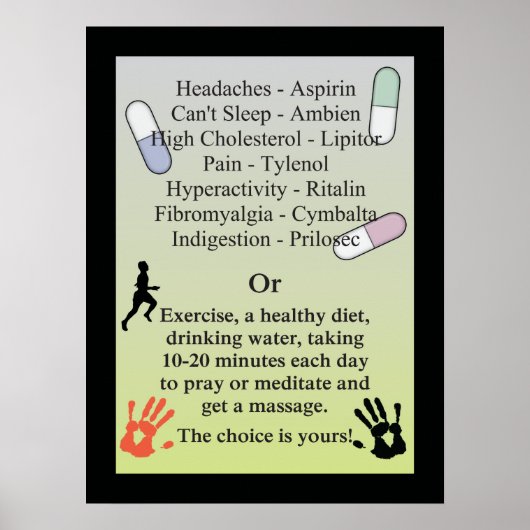 Poster Médicaments ou obtenir un massage (Devant)