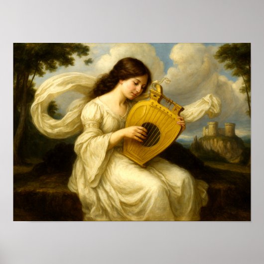 Poster Medieval Castle Woman With Lyre (Devant)