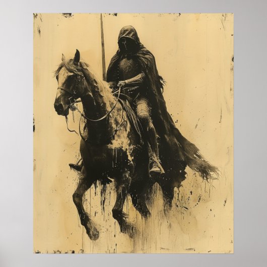 Poster médiéval Chevalier équitation (Devant)