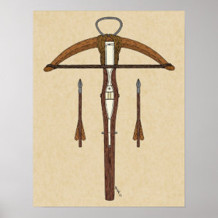 Poster Medieval Crossbow with Bolts