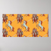 Poster medieval knight and unicorn seamless pattern (Devant)