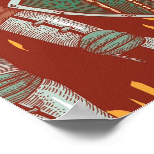 Poster medieval knight and unicorn seamless pattern (Coin)