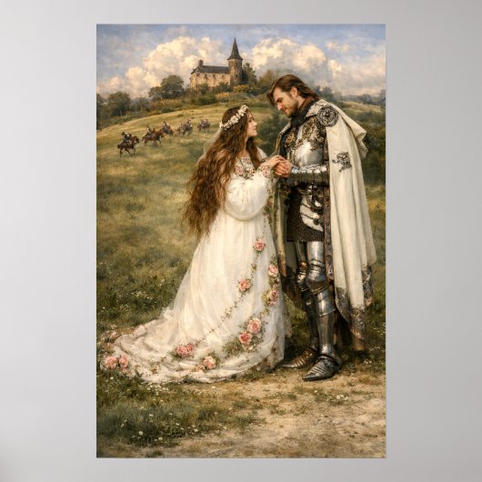 Poster Medieval Knight, Castle & Princess (Devant)