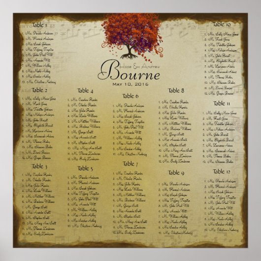 Poster Medieval Renaissance Seating Chart 12 Tables (Devant)