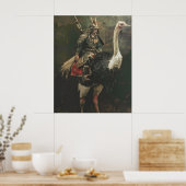 Poster médiéval Samurai Riding Ostrich (Cuisine)