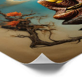 Poster Méditant Bouddha Gautama avec arbre fleuri (Coin)