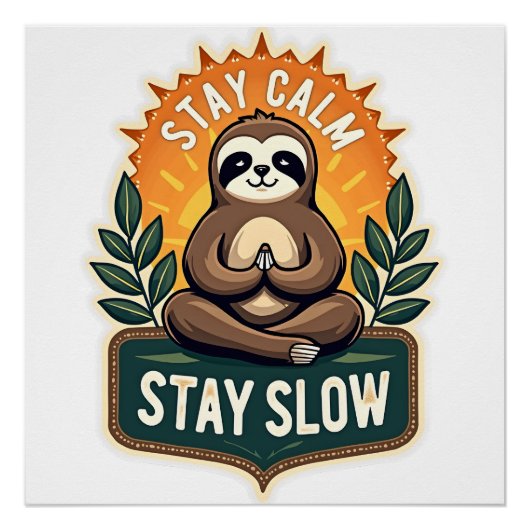 Poster Meditating Sloth Vintage Relaxed Mind T-Shirt 2 (Devant)