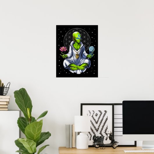 Poster Méditation alien (Bureau à domicile)