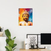 Poster Méditation Bouddha d'oeuvres colorées (Bureau à domicile)
