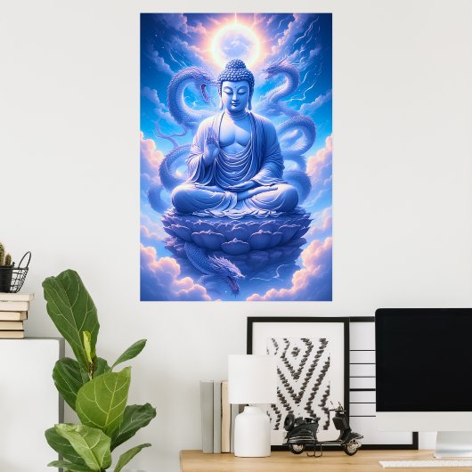 Poster Méditation Bouddha Dragon Mystique (Bureau à domicile)