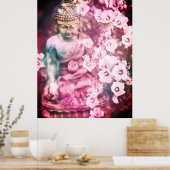 Poster *~* Méditation Bouddha Zen Méditer Fleurs rose (Cuisine)