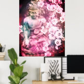 Poster *~* Méditation Bouddha Zen Méditer Fleurs rose (Bureau à domicile)