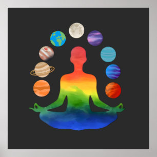 Poster Méditation de Chakra cosmique Yoga de l'énergie
