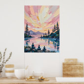 Poster Méditation du coucher de soleil de Lakeside (Cuisine)
