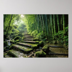 Poster Méditation du paysage bambou Serene Calme