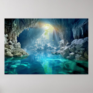 Poster Méditation du paysage de la grotte Serene Calme