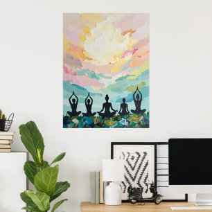 Poster Méditation du Yoga coucher du soleil