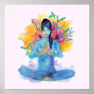 Poster Méditation en aquarelle Namaste