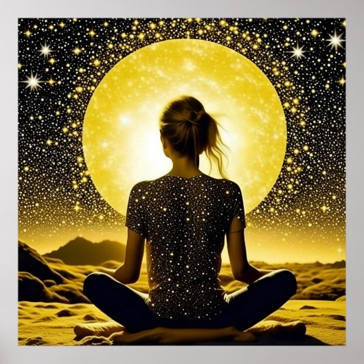 Poster Méditation féminine sous la lune céleste (Devant)