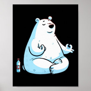 Poster Méditation Ours Polaire Pose de Yoga Animal Relaxa