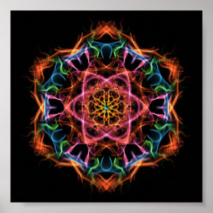 Poster Méditation personnelle Fractal Mandala Rose & Oran