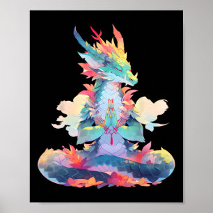 Poster Méditation Ying Yang Dragon Qi Gong Yoga Méditatio