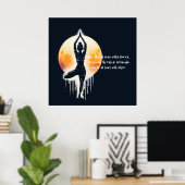 Poster Méditation Yoga Instructeur Arbre Pose Pleine lune (Bureau à domicile)