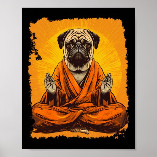 Poster Méditation Yoga Pug Chien (Devant)