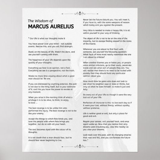 Poster Méditations stoïques de Marcus Aurelius. La sagess (Devant)