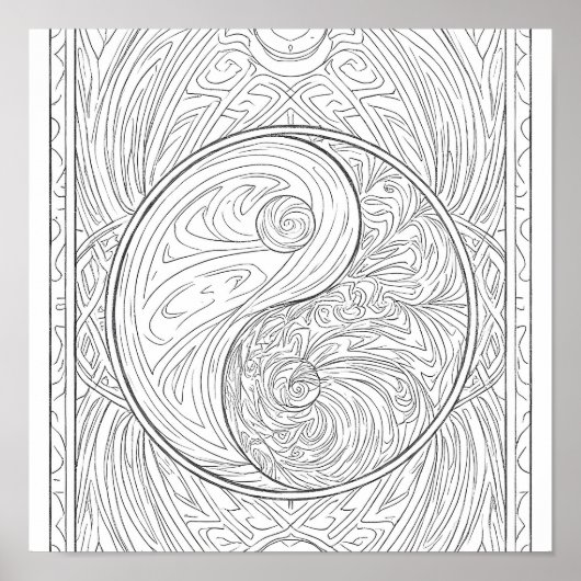 Poster Meditative Pattern Art: Sacred Geometry Yin Yang (Devant)