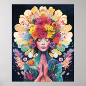 Poster Méditer Fleurs Filles Univers (Devant)