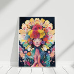 Poster Méditer Fleurs Filles Univers<br><div class="desc">Yoga Girl Méditerranean Flowers Universe Poster</div>
