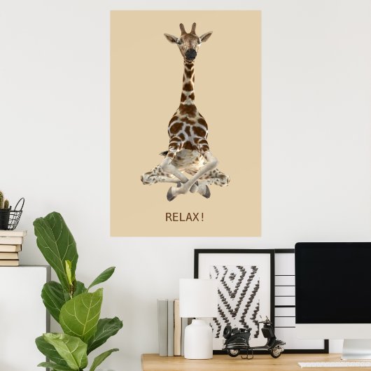 Poster Méditer la girafe (Bureau à domicile)